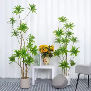 Хит продаж, скандинавский ветер, имитация одного зеленого растения, одна ветка, 2 лилии, бамбук, комнатная гостиная, украшение, уличная земля