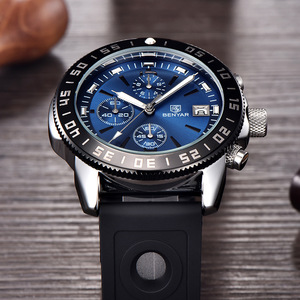 Benyar Men's Watch 42mm Round Dial Chronograph Quartz Stainless Steel Strap Waterproof Luminous Date Calendar - Product Image 3