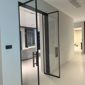 Porta Pivotante in Alluminio e Vetro, Porta d'Ingresso Principale Moderna per Casa, Porta di Sicurezza Frontale - Product Image 6