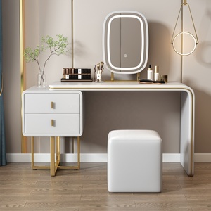Table de maquillage moderne à succès, style crème simple avec miroir intelligent et design rétractable, <span class=keywords><strong>coiffeuse</strong></span> de rangement multicolore - Product Image 4