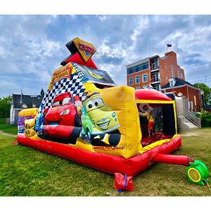 Huatong מסחרי מתנפחים מכשולים מתנפחים מכונית להחליק חיצוני קריקטורה מתנפחים שקופיות משולב עבור ילדים - Product Image 3