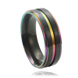 Men's Two-Tone Gold And <b>Black</b> <b>Titanium</b> Steel <b>Ring</b> Geometric Fashion Jewelry Gift - Product Image 5