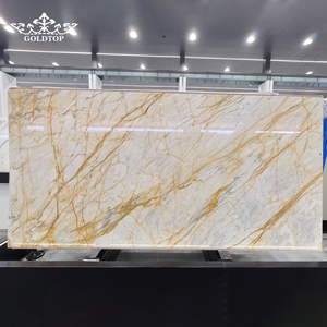 Dalles de marbre Calacatta Crestola Goldtop, beige blanc avec veines dorées, pierre naturelle pour cuisine, salle de bain, plan de travail, sol et mur - Product Image 1