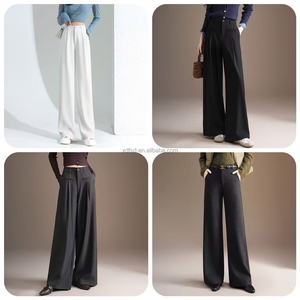 Venta al por Mayor de Pantalones de Pierna Recta de Cintura Alta para Mujer, Pantalones de Pierna Ancha, Pantalones Casuales de Mujer de Europa y América - Product Image 3