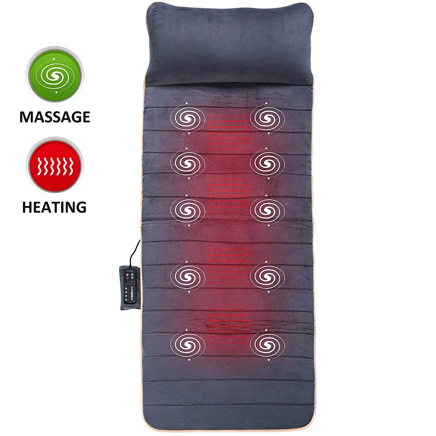 Colchón de masaje patentado con espalda térmica, 10 motores de vibración y 2 almohadillas de calefacción de cuerpo completo, venta al por mayor, producto de Amazon