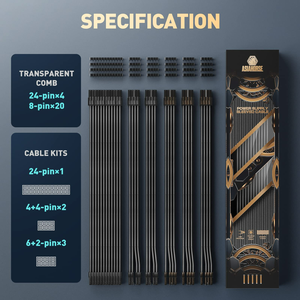 Câble d'extension PSU 16AWG gainé, câbles d'alimentation audio vidéo pour PC GPU, câbles tressés souples, kit de peigne LED RVB bicolore en stock - Product Image 2