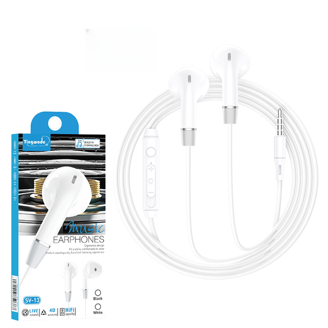 Wholesale Low Price 3.5mm Semi-in-ear Wired Earphone Rich Bass Comfort Fit Custom Logo Bulk Wholesale 1.2m Cord ABS+TPE Material