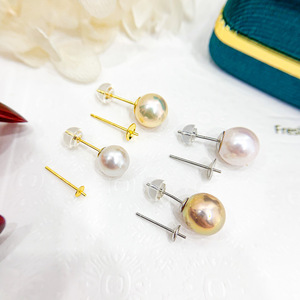 Accessoires en argent S925 pour la création de bijoux, boucle d'oreille vide avec perles rondes de 8 à 12 mm, bijoux tendance 21427 - Product Image 4