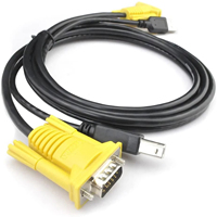 Câble de commutation KVM USB 2.0 1.5M avec convertisseur adaptateur coaxial mâle VGA 15Pin gaine PVC pour PC ordinateur imprimante moniteur projecteur