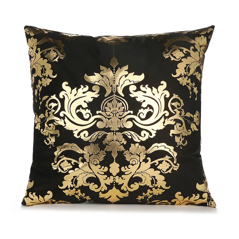 Amity gedruckte Pflanzenkissenbezüge 45 × 45 Bronzing Gold schwarz und weiß Kissenbezug Heimdekoration Sofa Überwurf-Kissenbezüge