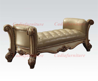 Schlafzimmer möbel im amerikanischen Stil Royal Furniture Antik Gold Schlafzimmer-Sets mit Leder kopfteil