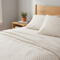 Parure de lit 4 pièces en coton 100% imprimé géométrique simple, 400 fils/cm², qualité A, écologique, respirante, toutes saisons, drap et taie d'oreiller