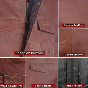 Chaleco de cuero genuino sin mangas para hombre, ropa de abrigo de invierno, impermeable, transpirable, con cuello en V, estilo de calle personalizable - Product Image 6