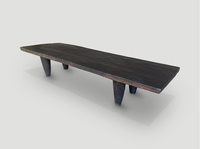 Meubles en bois, ensemble de Tables de salon, Table basse carrée de luxe en bois massif noir