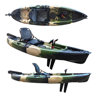 Kayak modulaire en plastique pour la pêche en mer, 9,5 pieds, 1 personne, siège unique, deux pièces, avec moteur de 35 lb