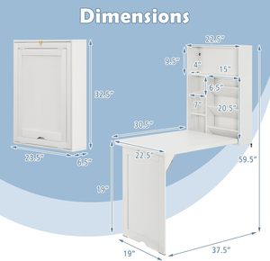 Ráp treo tường bảng với kệ móc có thể gập lại nổi bàn cho căn hộ nghiên cứu góc nhà khu vực làm việc - Product Image 3