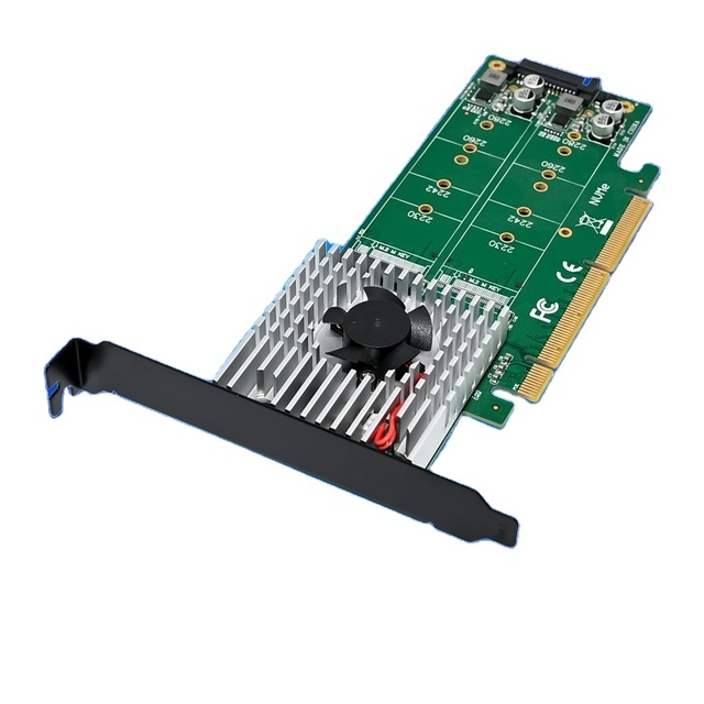 PCIe X8x16 ASM2812 Dual-port M.2 NVMe SSD Internal Stock Storage Expansion Card Model SE-M2A2812A-2MK