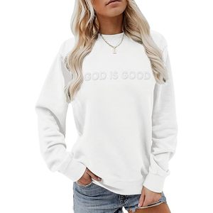 Sweat-shirt pour femme Christian God Is Good, col rond, imprimé en relief, tissu tricoté respirant, 360 grammes - Product Image 1