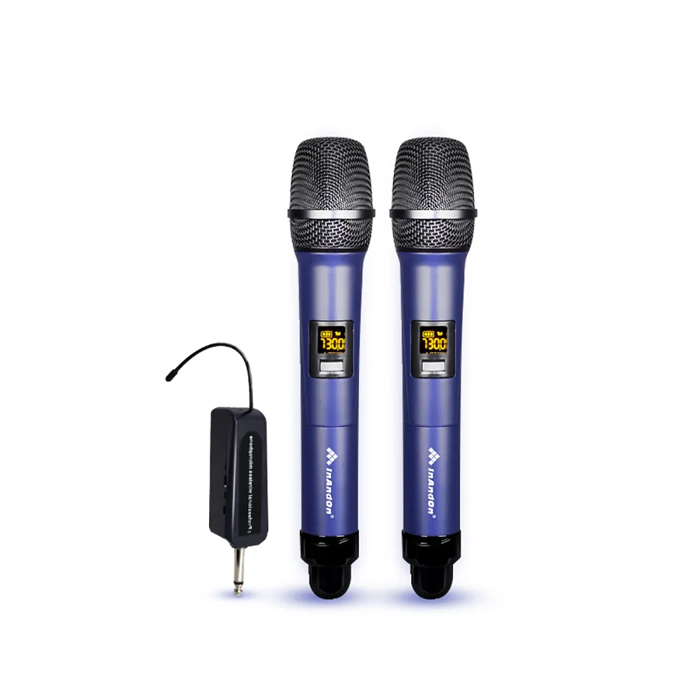 Microfone portátil uhf hifi ktv recarregável, 2 canais, sem fio, karaokê, microfone, preço