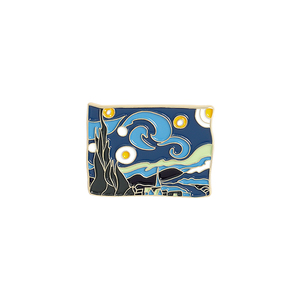 Pin de esmalte metálico personalizado al por mayor pin de solapa de esmalte suave artístico de noche estrellada de girasol de Van Gogh - Product Image 5