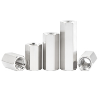 DIN 6334 Hex Coupling Nut M3-M36 Stainless Steel 304 Plain Finish Long Connecting Nut for Threaded Rod ANBOR