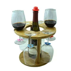 Оптовая продажа, Бамбуковая/деревянная стойка для Винных Бокалов/бамбуковая подставка для винных бутылок и стеклянный держатель