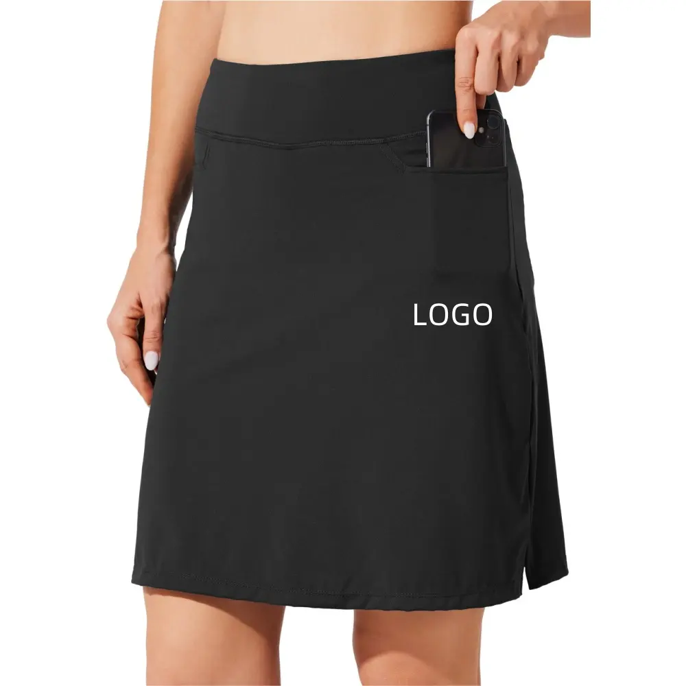 SILUO Custom High Rise Women's Athletic Tennis Skirt Knee Length High Waist 2in1 Skirts Golf Sports Skirts For Ladies