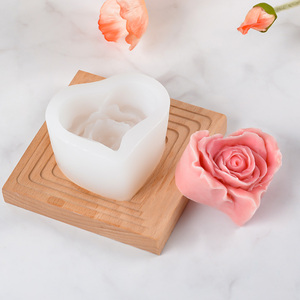 MUYULINS 2025 Popular Design 3D Heart-Shaped Rose DIY Silicone <b>Candle</b> <b>Mold</b> for Decoration - Product Image 1