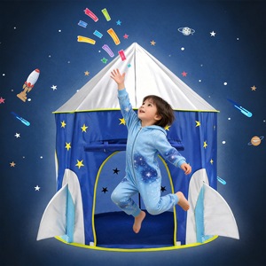 Tente de jeu pour enfants, fusée spatiale, château intérieur/extérieur pour 2 à 4 ans, unisexe, en tissu, jouet doux - Product Image 1