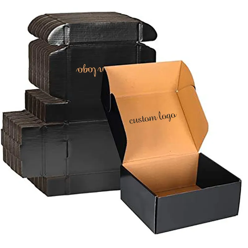 Mais Recentes Roupas Karton Carton Emballage Box Corrugado Matt Black Embalagem Mailer Box Caixas De Transporte Personalizado Com Embalagem De Logotipo
