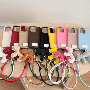 <span class=keywords><strong>Porte</strong></span>-clés créatif en cuir PU <span class=keywords><strong>avec</strong></span> <span class=keywords><strong>pompon</strong></span>, pendentif animal coloré pour téléphone, breloque pour sac à main et sac à dos - Product Image 5