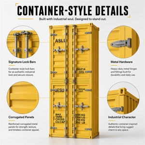 Lemari Loker Besi Kuning Modern Tahan Lama Grosir, Panel Kontainer Perangkat Keras untuk Garasi, Kafe, Ruang Tamu, Bengkel, Penyimpanan - Product Image 4