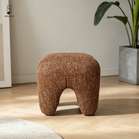 Pouf ottoman Jacquard - Repose-pieds géométrique à 4 pieds - Tabouret texturé en tissu tweed pour canapé de luxe