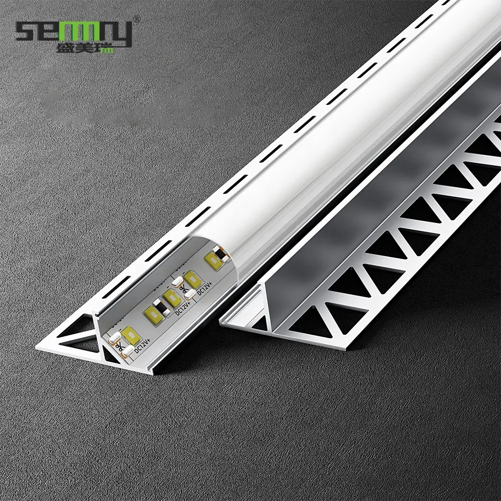 Aluminium Led Verlichting Profiel Led Keramische Aluminium Tegel Accessoires Strips Licht Muur Trim Decoratieve Aluminium Rand Profiel