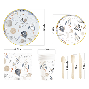 DAMAI - Artículos para Fiestas Infantiles con Temática Espacial, Artículos para Fiestas de Cumpleaños, Elementos del Sistema Solar, Vajilla Desechable, Servilletas de Papel, Vasos, Platos - Product Image 6