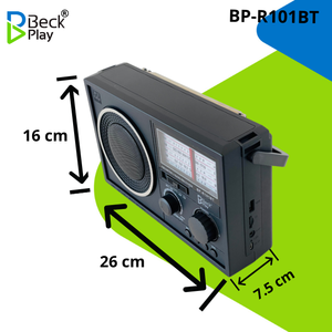 Radio BECK PLAY BP-R101BT 3 bandes AM FM SW Radio portable rechargeable avec haut-parleur intégré - Product Image 2