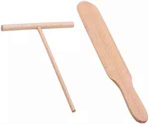 实心天然山毛榉木烘焙糕点工具厨房绉纱撒布机锅铲套装煎蛋煎饼木耙水果摊架 - Product Image 1