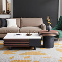 Table basse moderne en bois 2026 avec plateau en pierre frittée – Nouvelle table basse de luxe pour salon/hôtel/bureau – Mobilier de maison