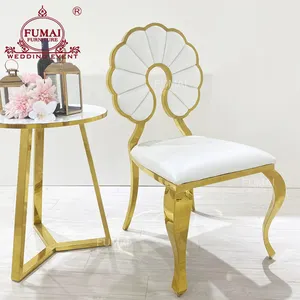 Beyaz Pu deri altın bacaklar lüks düğün kraliyet taht sandalyeler satılık