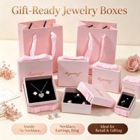 Boîte cadeau en carton personnalisée de qualité supérieure avec finition brillante, ruban imprimé, emballage haut de gamme pour cadeaux de bijoux de luxe