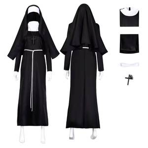 Disfraz de Monja Sexy para Mujer, Conjunto Completo con Velo y Cruz, Disponible para Fiestas, Juegos de Rol y Mascaradas - Product Image 1