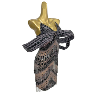 Sang Trọng Sâu V Tua Kim Cương Bữa Ăn Tối Cocktail Ăn Mặc Sân Khấu Trang Phục Câu Lạc Bộ Sinh Nhật Vỏ Bọc Ăn Mặc Phụ Nữ Buổi Tối Gown Prom Đảng Ăn Mặc - Product Image 2