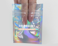 Sac plat en Mylar anti-odeur rose holographique transparent refermable emballage en plastique sacs Mylar Ziplock avec fenêtre trou de suspension