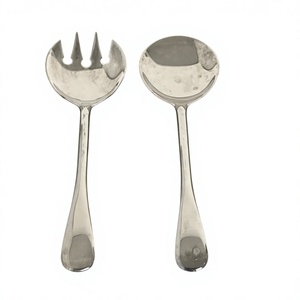 Ensemble de fourchettes et cuillères à salade en acier inoxydable, ustensiles métalliques pour servir la salade, fournitures pour hôtels et restaurants, couverts de qualité alimentaire - Product Image 1