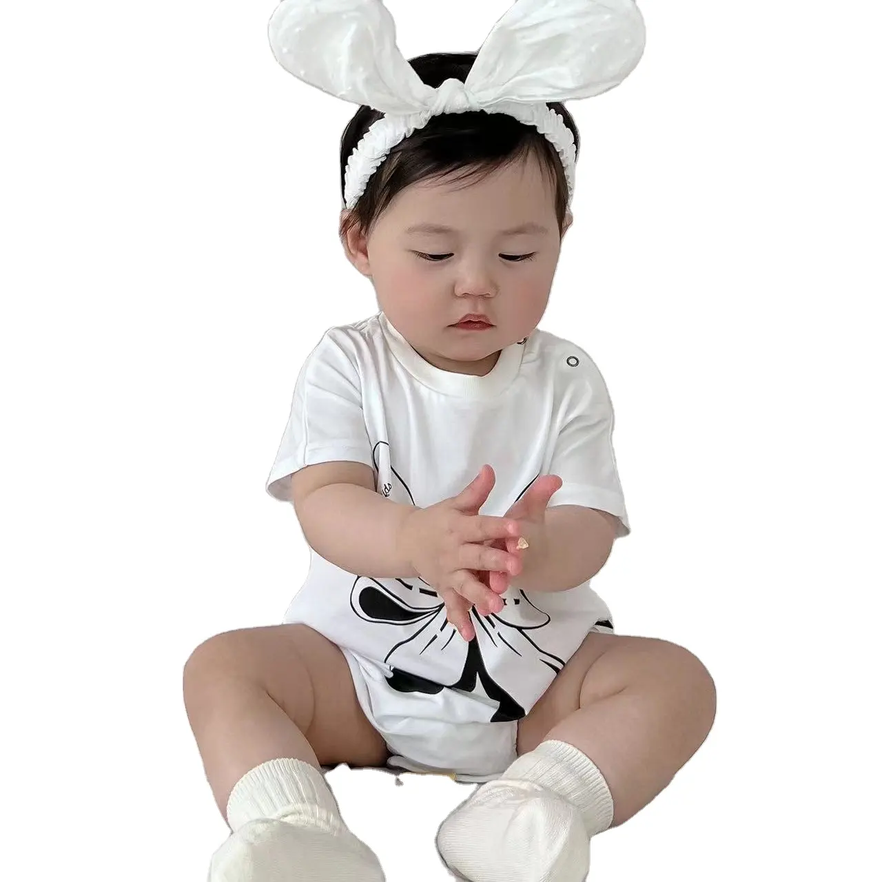 2023 Baby Clothes Summer Style Jumpsuit Baby Organic Cotton Jumpsuit Wholesale Newborn Short Sleeve White
