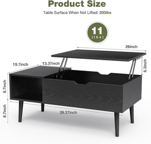 Lift Top Mesa de centro con almacenamiento-Mesas de madera para sala de estar con compartimento oculto, escritorio de comedor Dmall para el hogar Sala de estar <span class=keywords><strong>Offi</strong></span> - Product Image 2