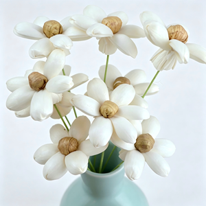 Flor de jazmín pequeña de madera de Sola de 1.6 pulgadas, flor hecha a mano personalizada con alambre fino para decoración del hogar y festivales - Product Image 3