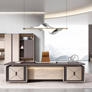 Escritorio DE OFICINA DE MADERA minimalista moderno de alta calidad para gerente y abogado Carga duradera Puertos USB Cajón Gabinete Muebles - Product Image 1