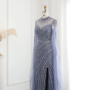 Jancersz174 दुबाई हाई गर्दन स्लिम मर्मेड शाम को कैप आस्तीन के साथ - Product Image 5