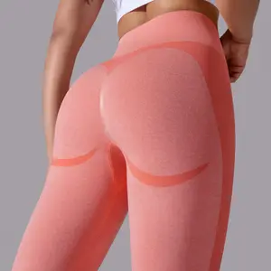 Logo del marchio personalizzato a vita alta scricchiolante pantaloni di sollevamento senza cuciture per il controllo della pancia palestra Fitness Yoga Leggings da donna